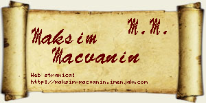 Maksim Mačvanin vizit kartica